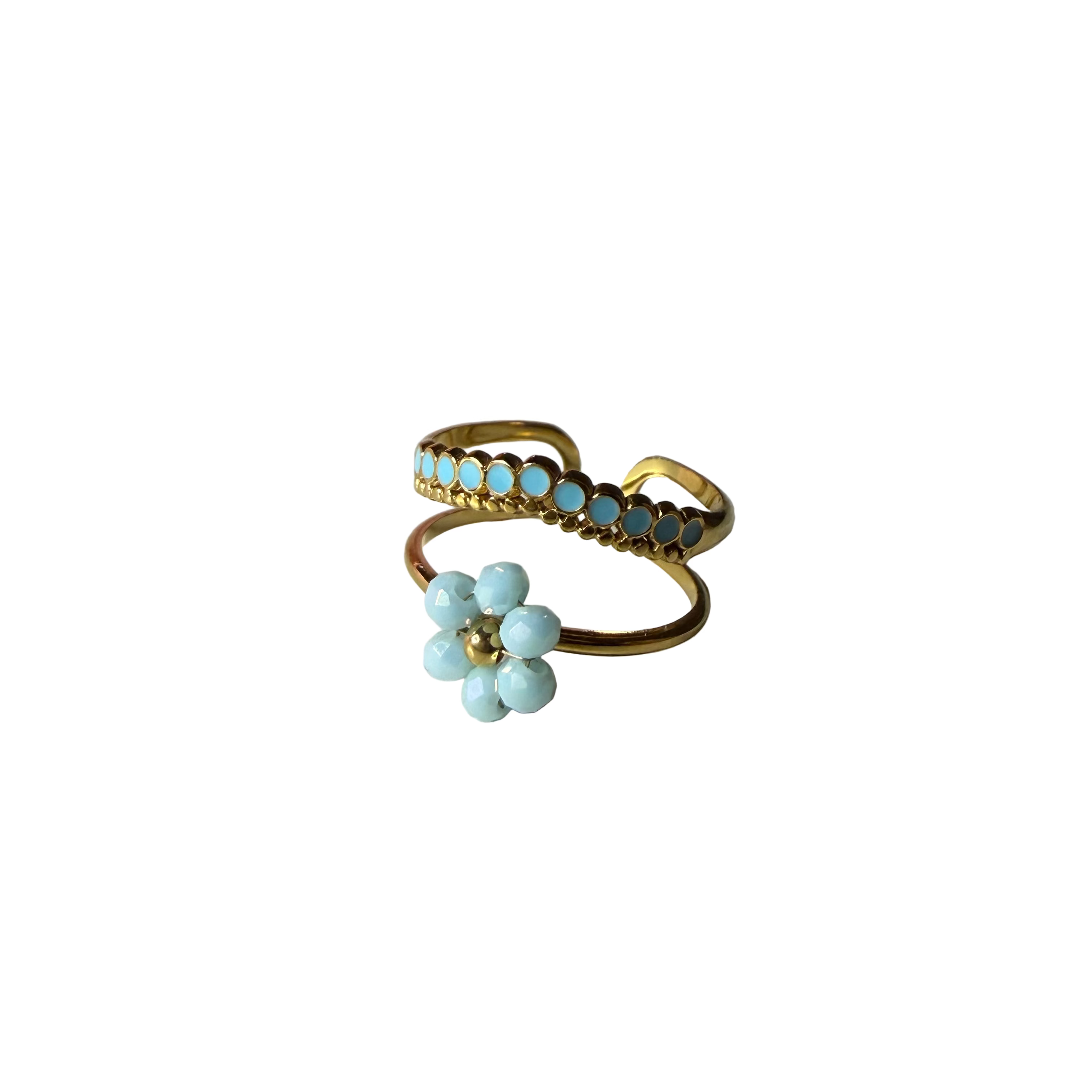 Anello fiorellino a due fasce in 4 colori