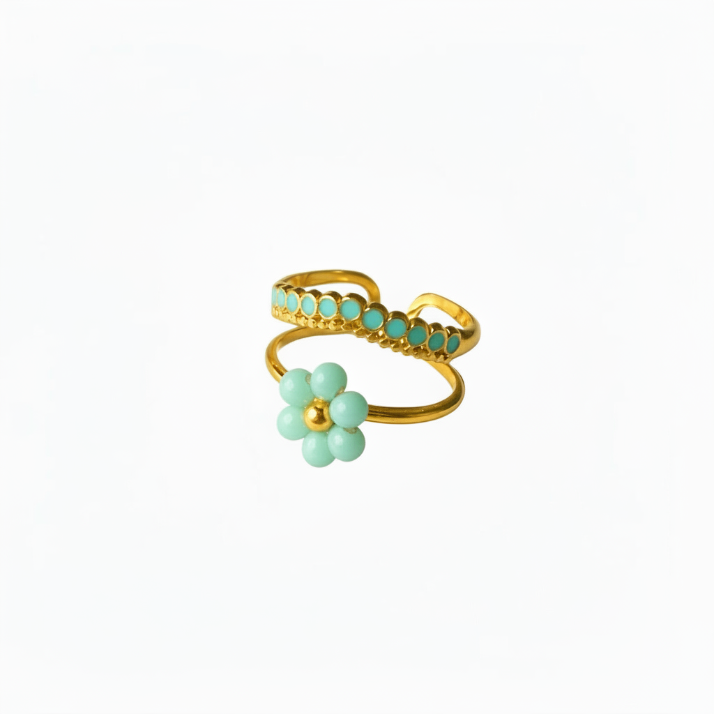 Anello fiorellino a due fasce in 4 colori