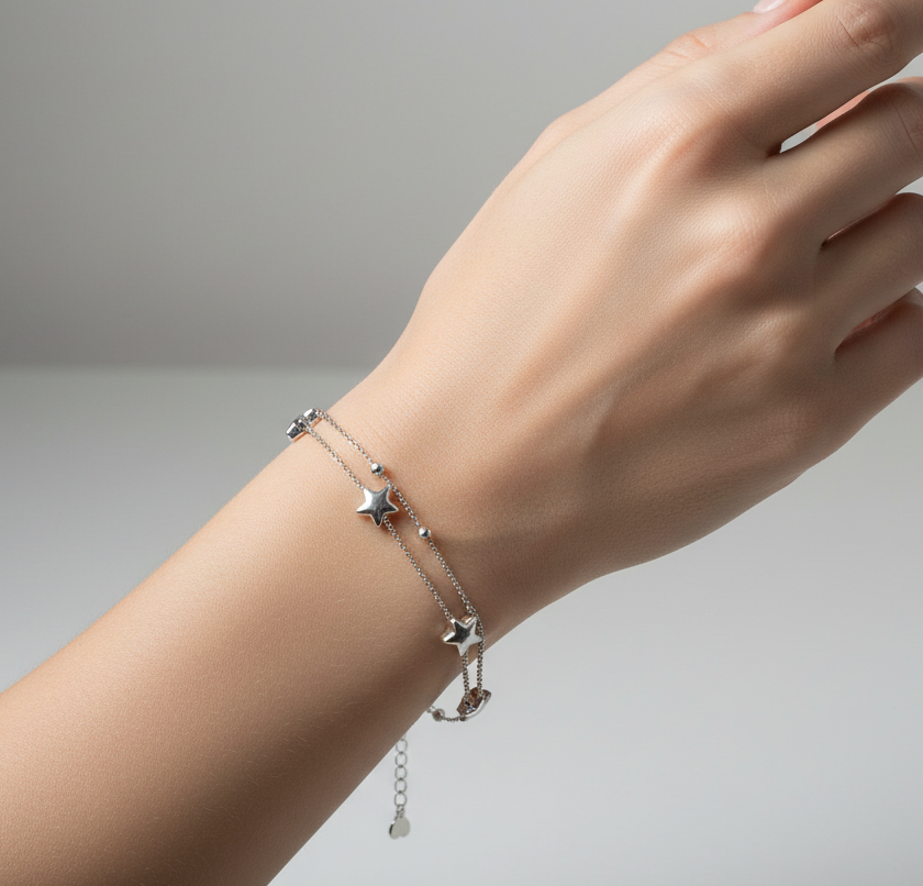 Bracciale stelle a due fili in 2 colori