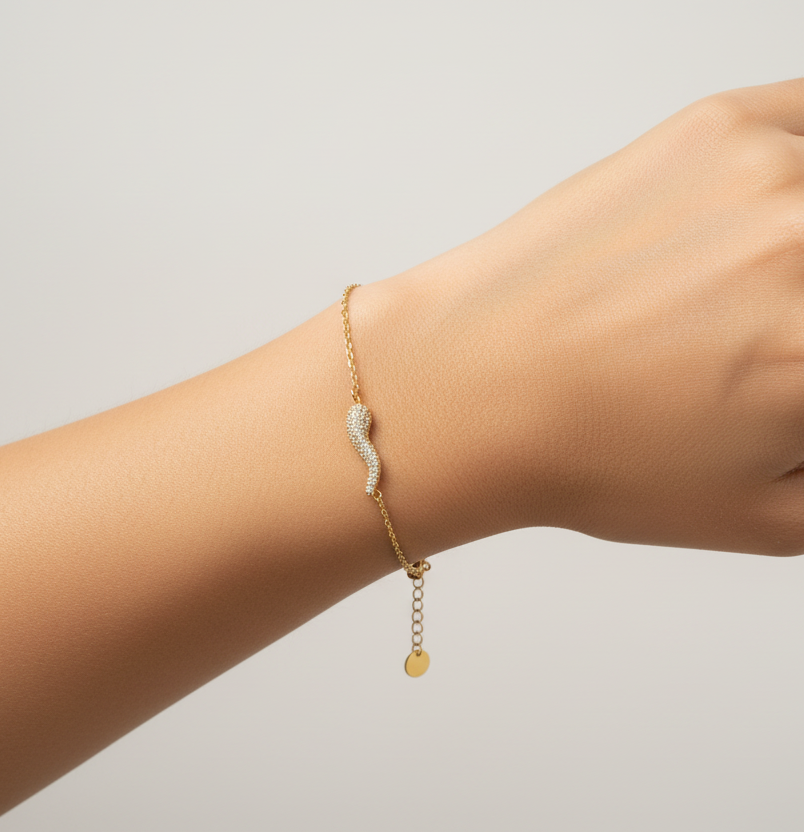 Bracciale cornetto portafortuna glitter