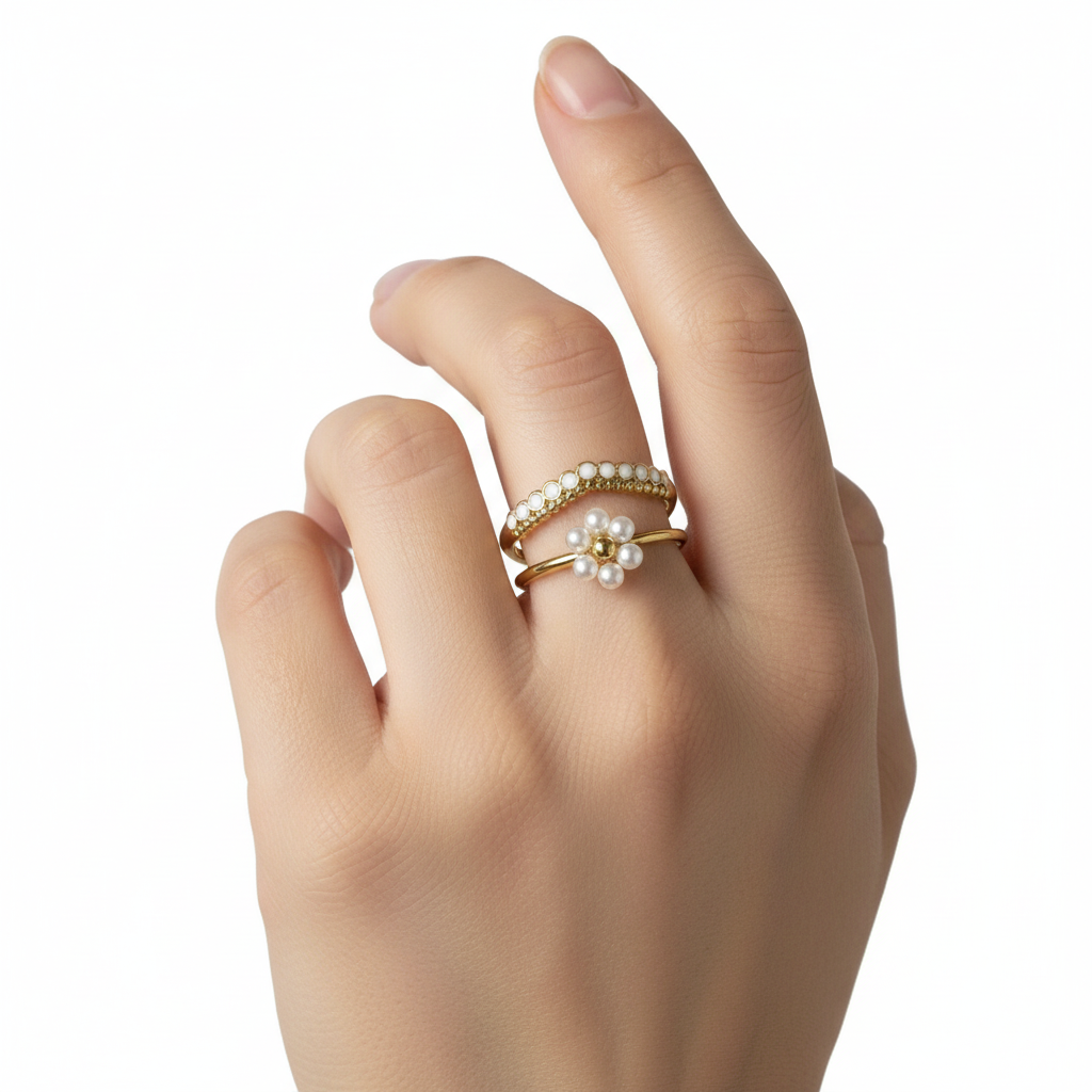 Anello fiorellino a due fasce in 4 colori