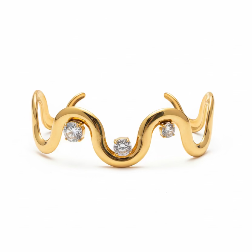 Bracciale rigido sparkling waves