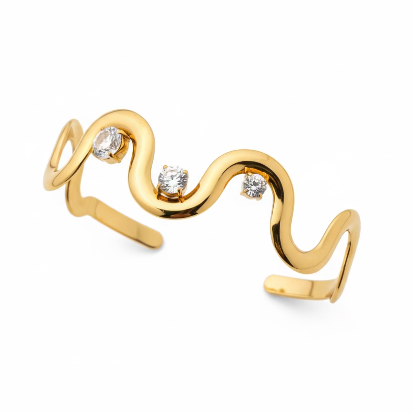 Bracciale rigido sparkling waves