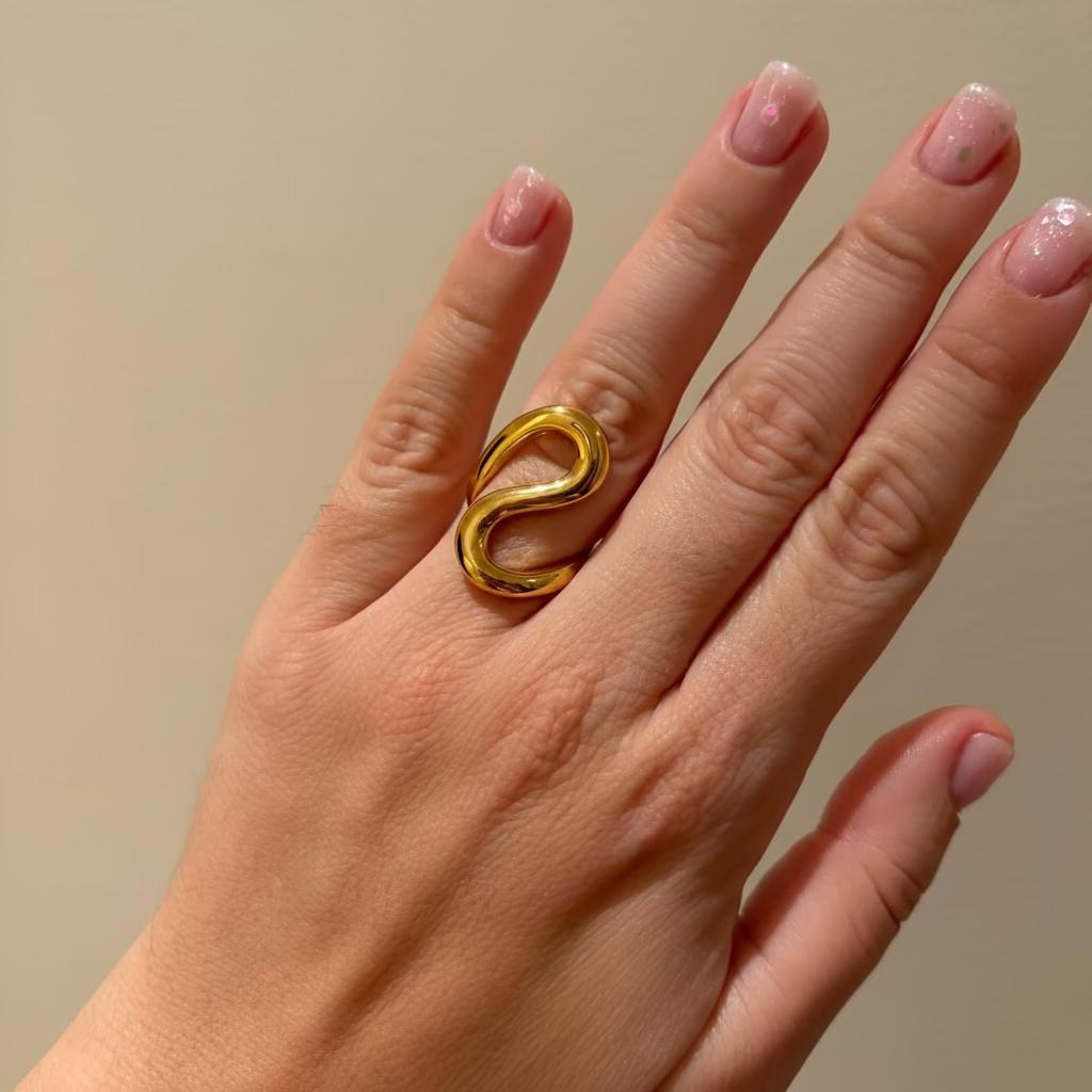 Anello geometric line in 2 colori