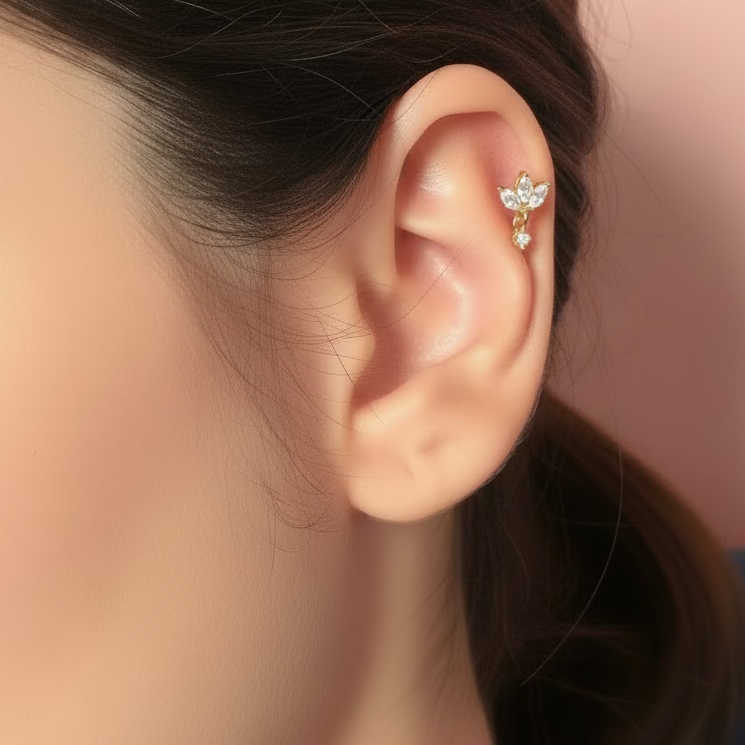 Piercing fiore di loto pendente