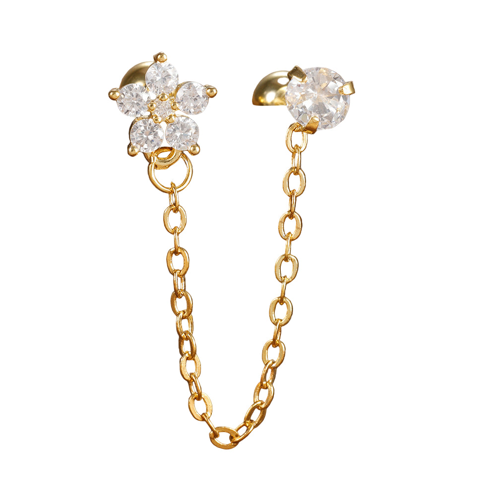 Orecchino Twin fiore in 2 colori