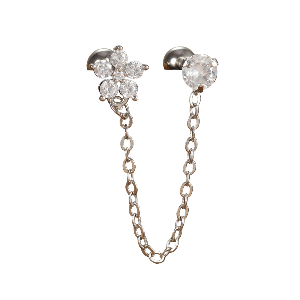 Orecchino Twin fiore in 2 colori
