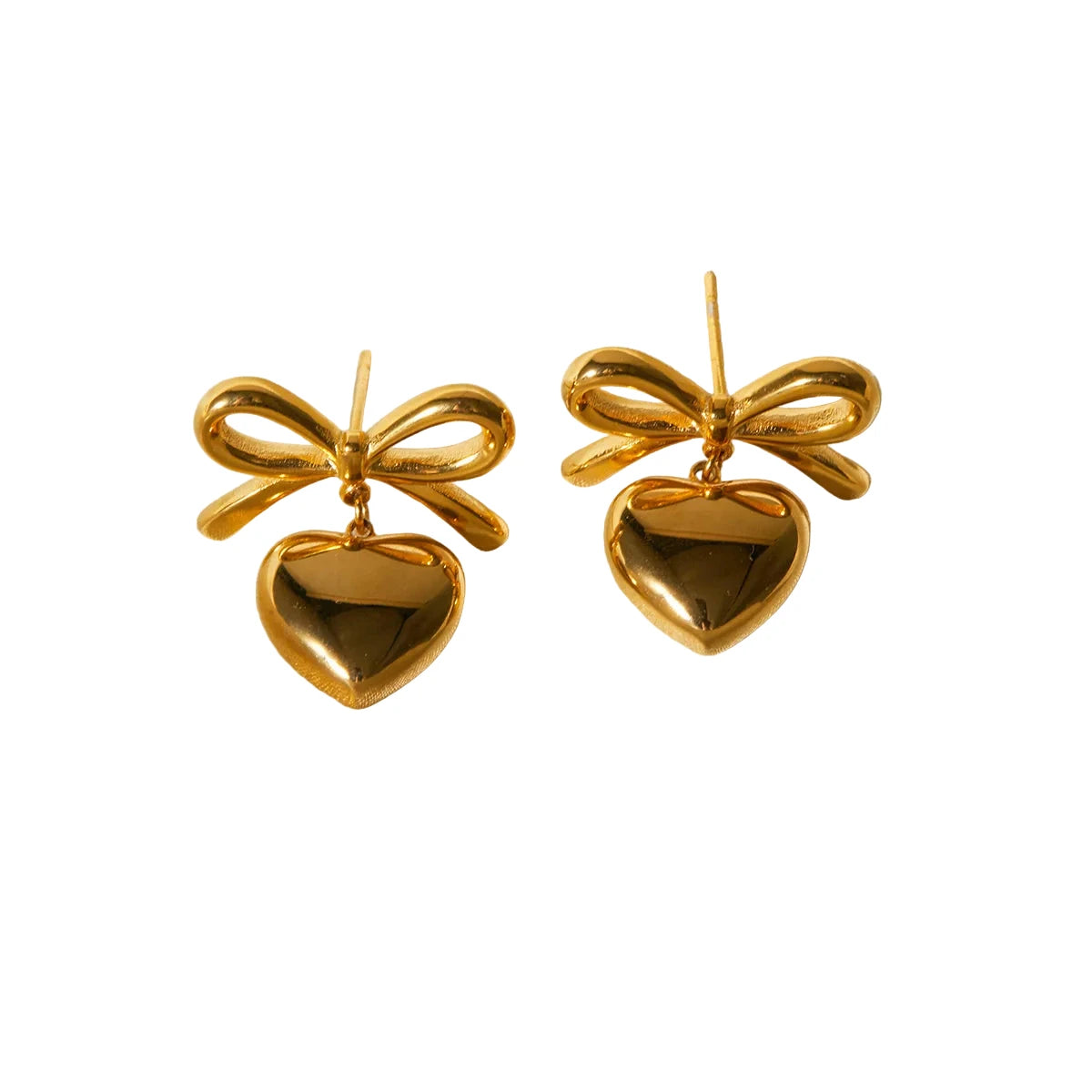 Orecchini fiocco e cuore 2 colori