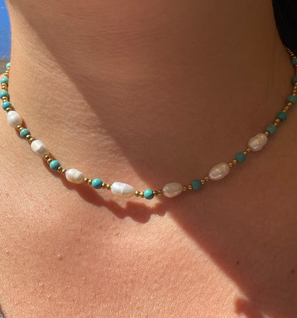 Collana con perle di fiume in 3 colori