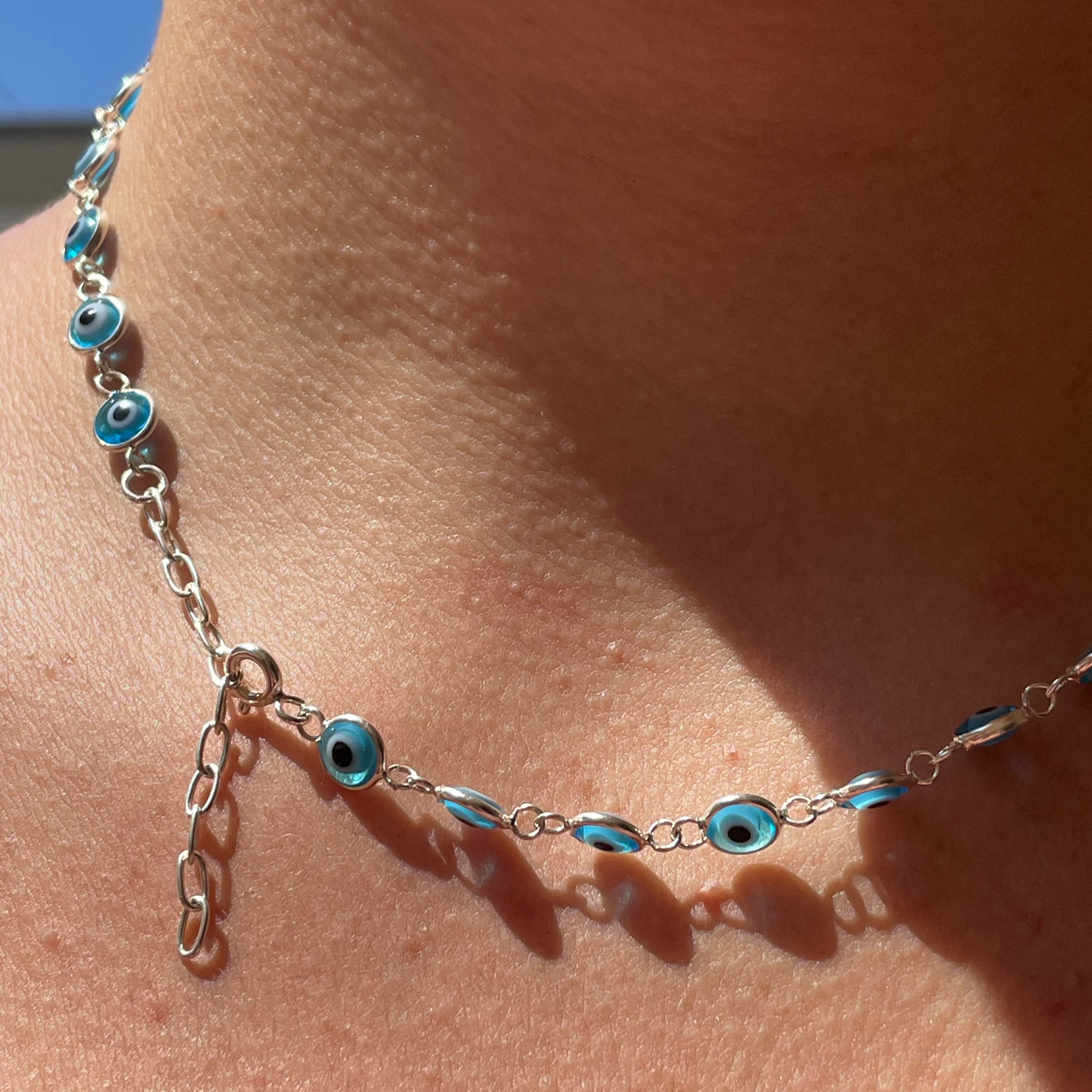 Collana con occhio di Allah celeste