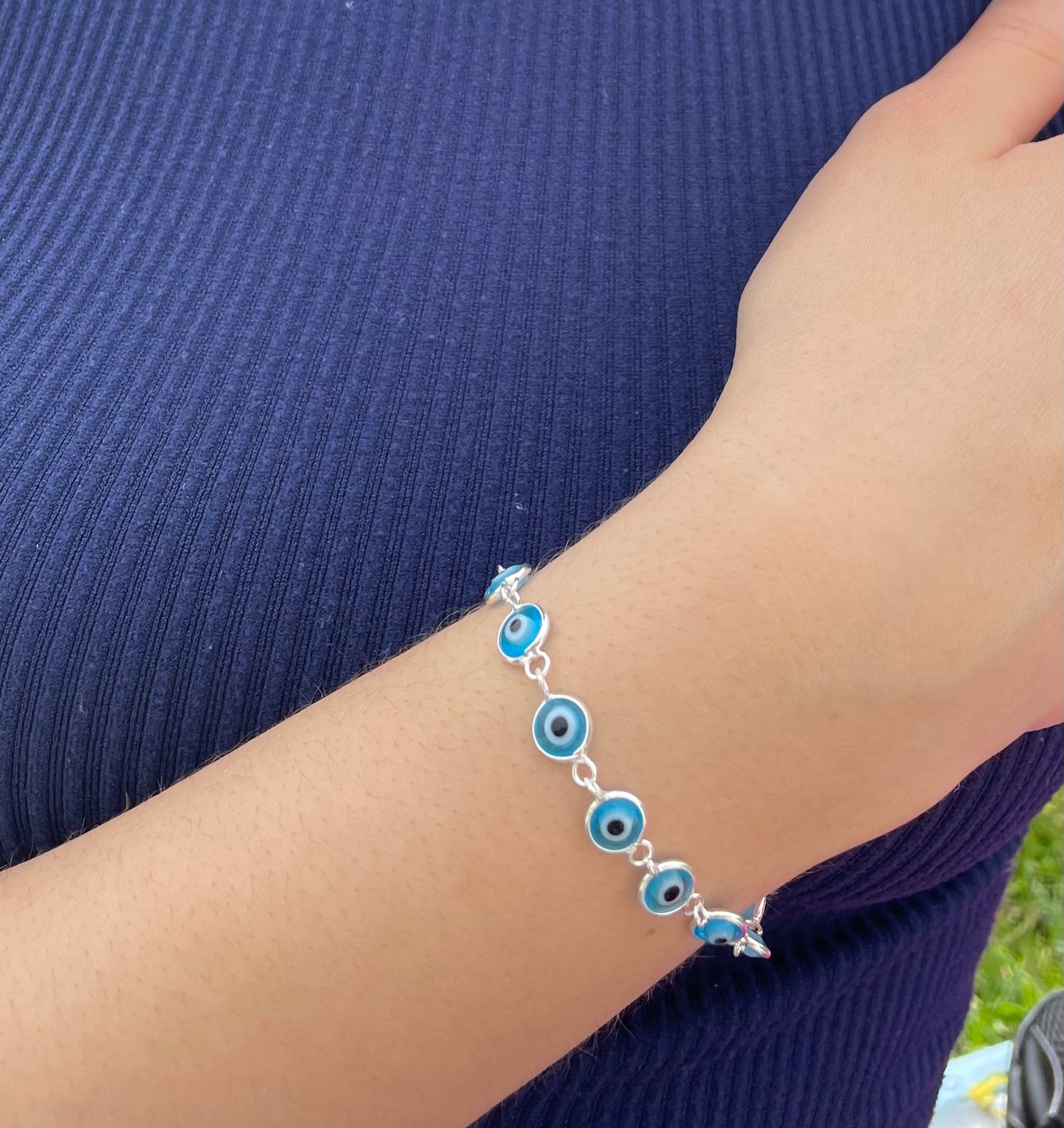 Bracciale con occhio di Allah celeste