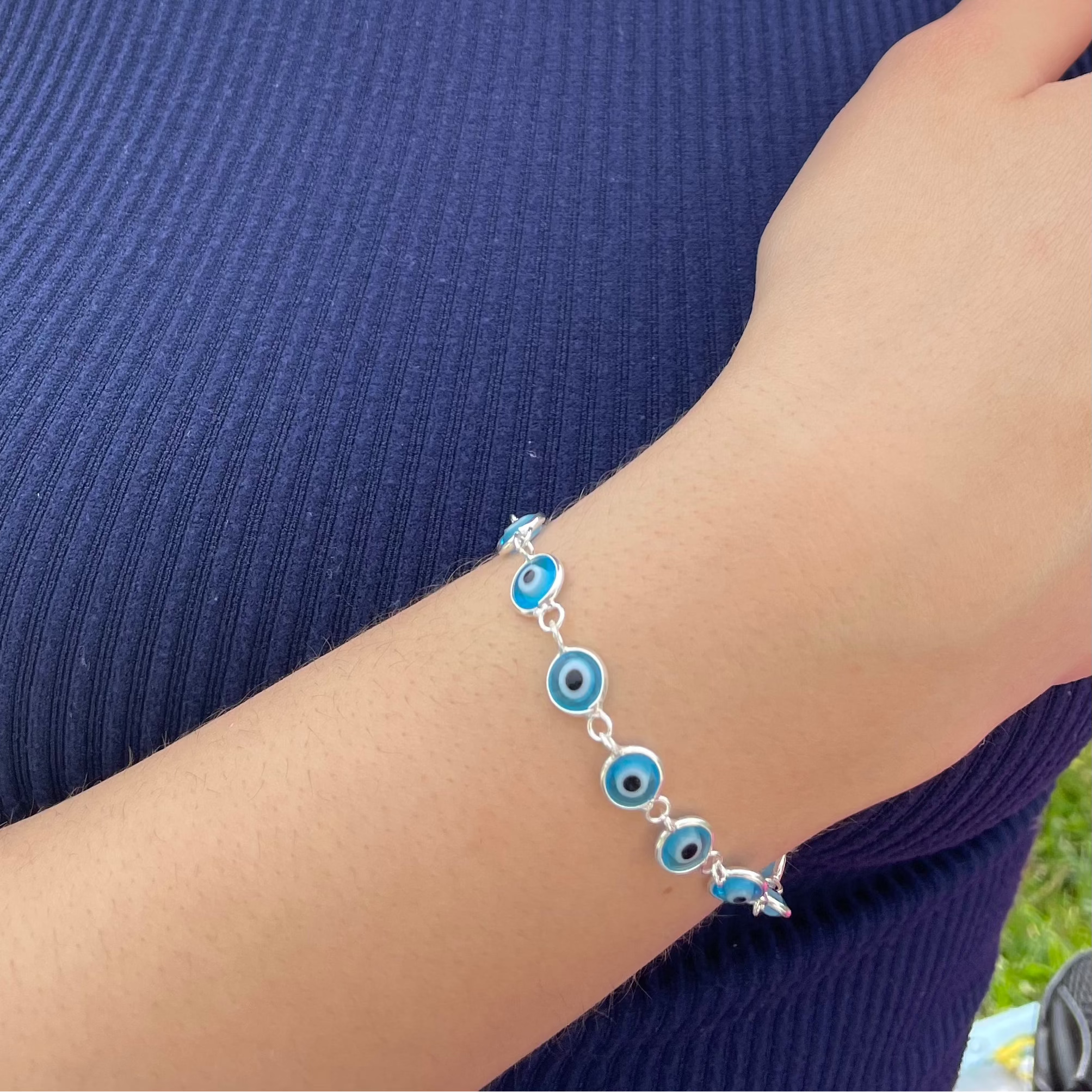 Bracciale con occhio di Allah celeste