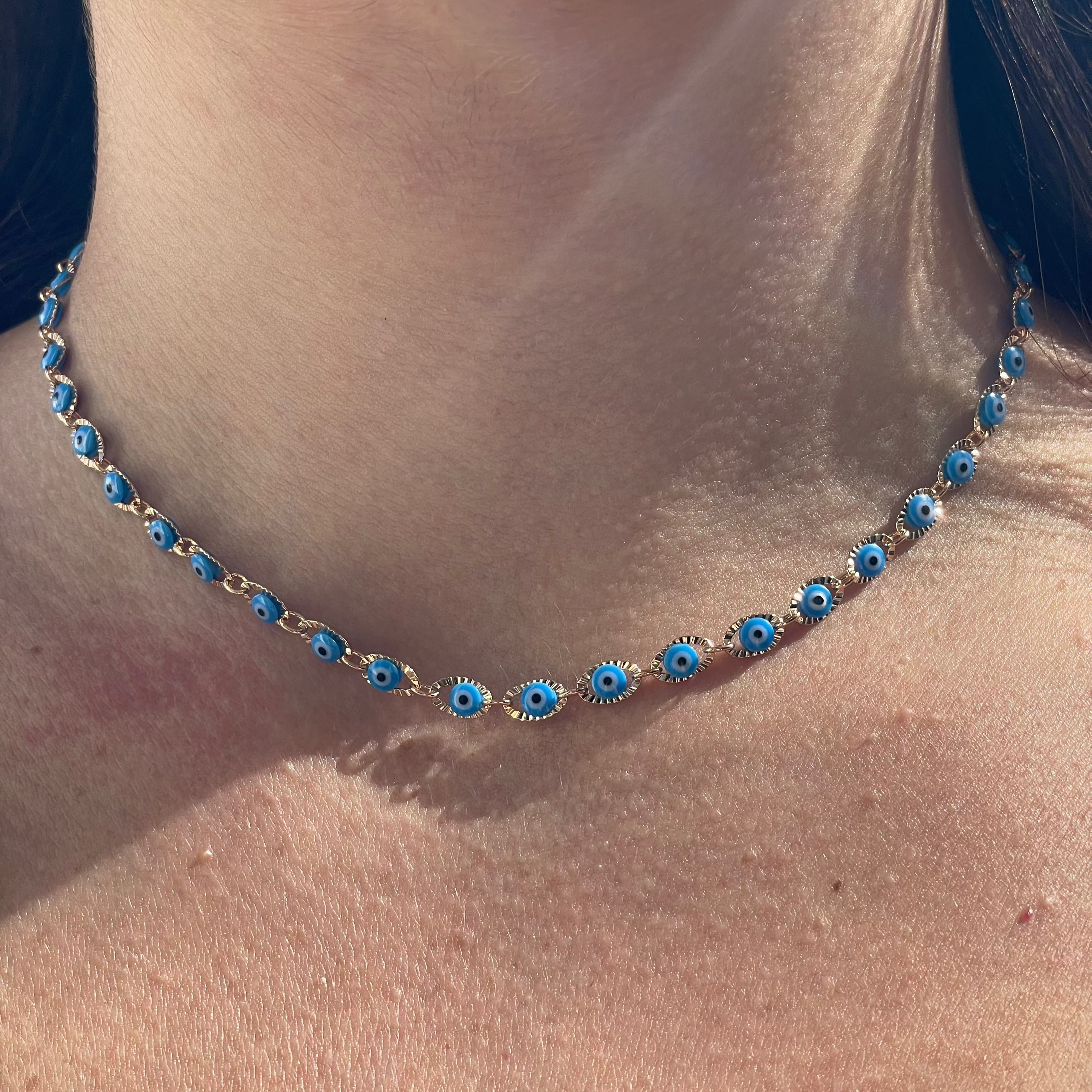 Collana con occhio di Allah celeste