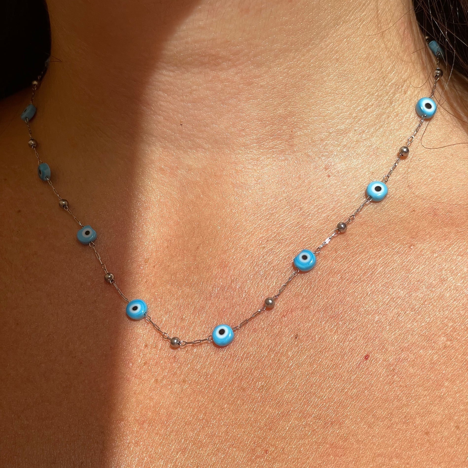 Collana con perline e occhio di Allah in 3 colori
