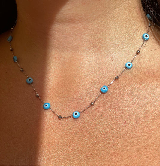 Collana con perline e occhio di Allah in 3 colori