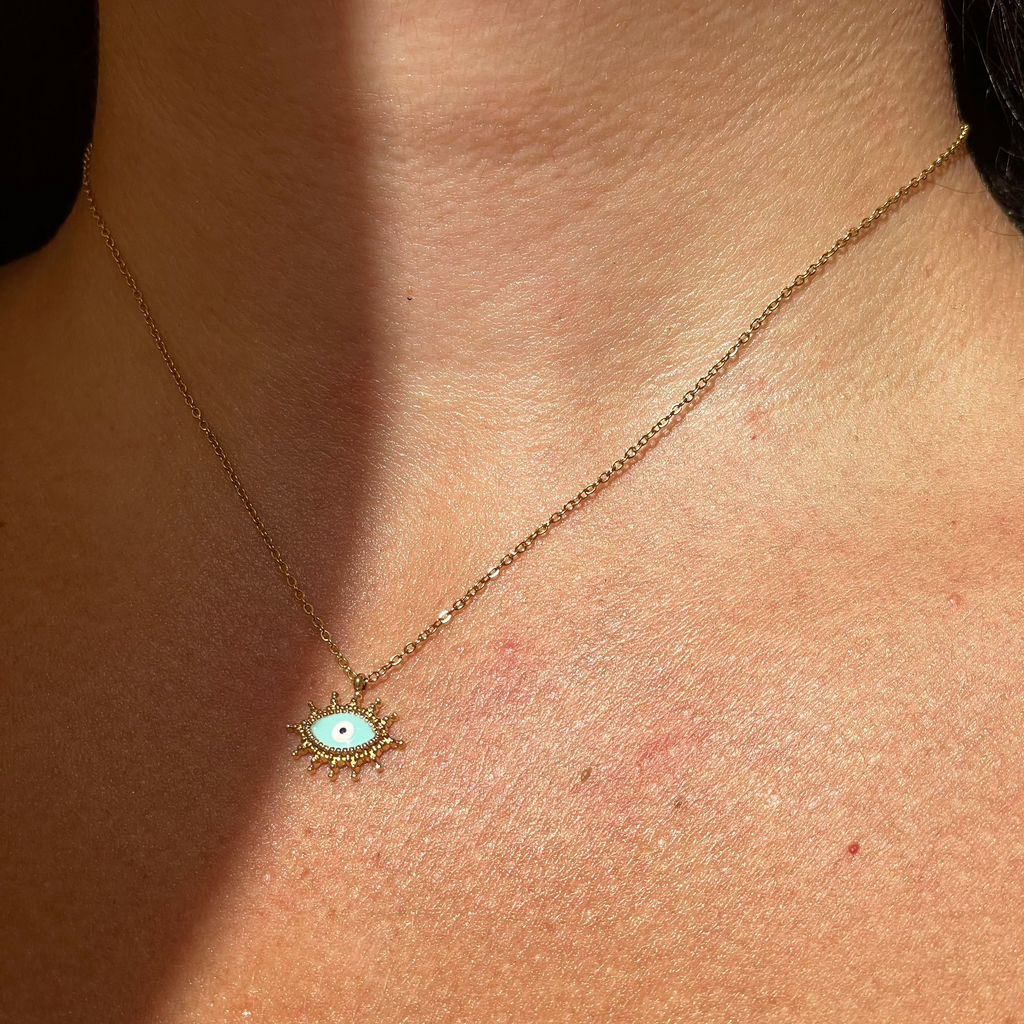 Collana con sole e occhio di Allah in 3 colori