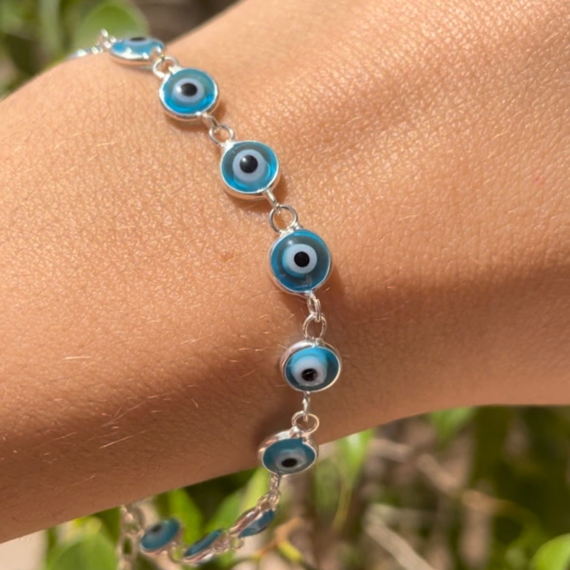 Bracciale con occhio di Allah celeste