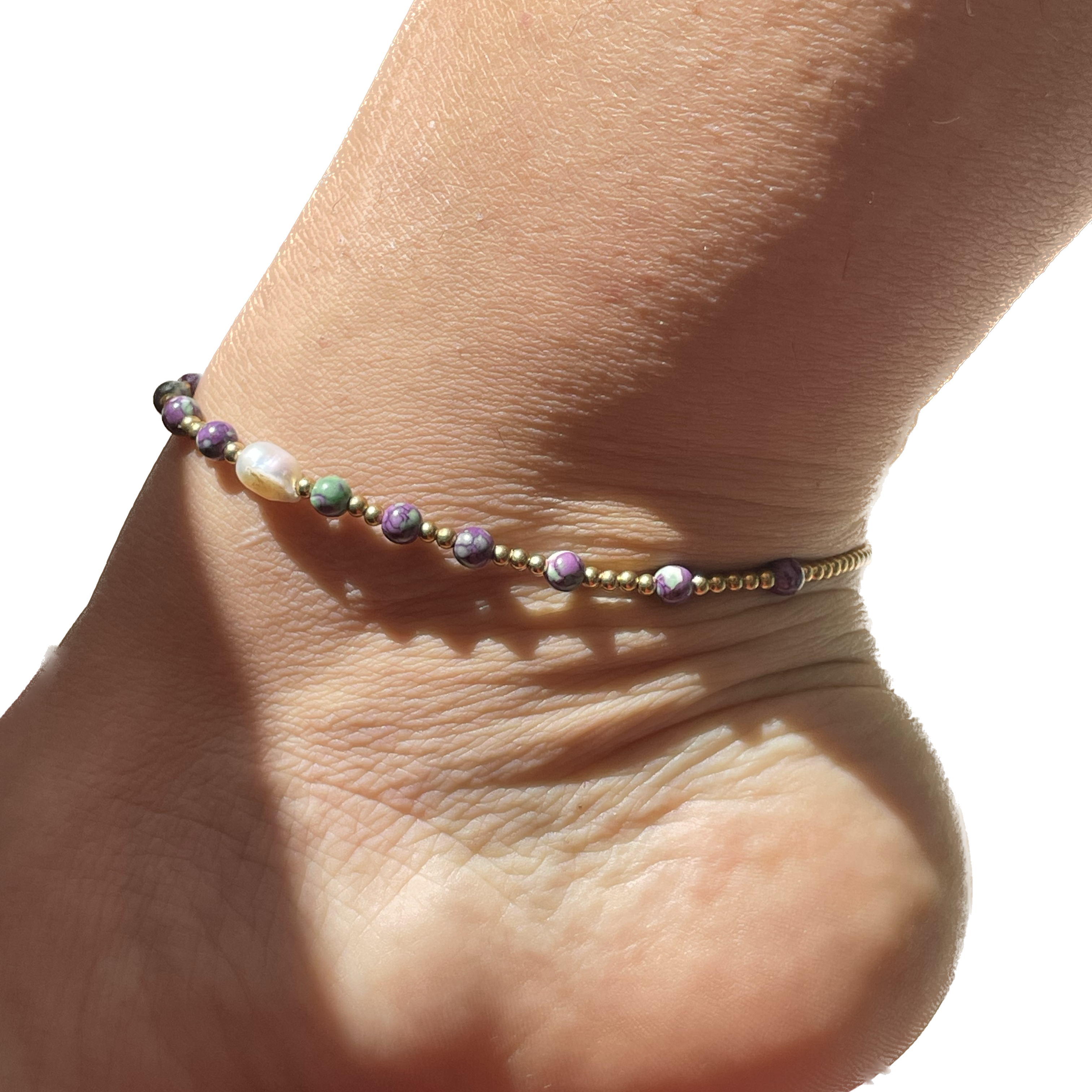 Cavigliera in 7 colori con perla di fiume