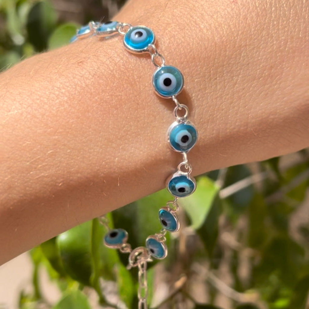 Bracciale con occhio di Allah celeste