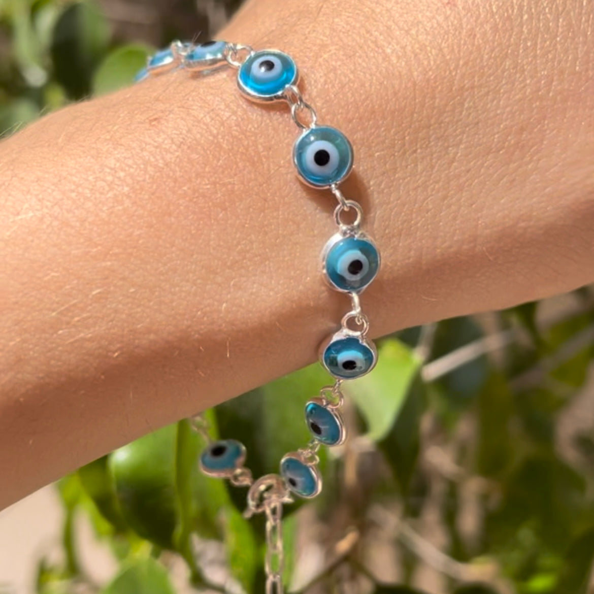Bracciale con occhio di Allah celeste