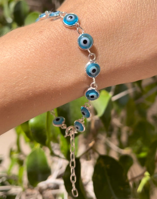 Bracciale con occhio di Allah celeste