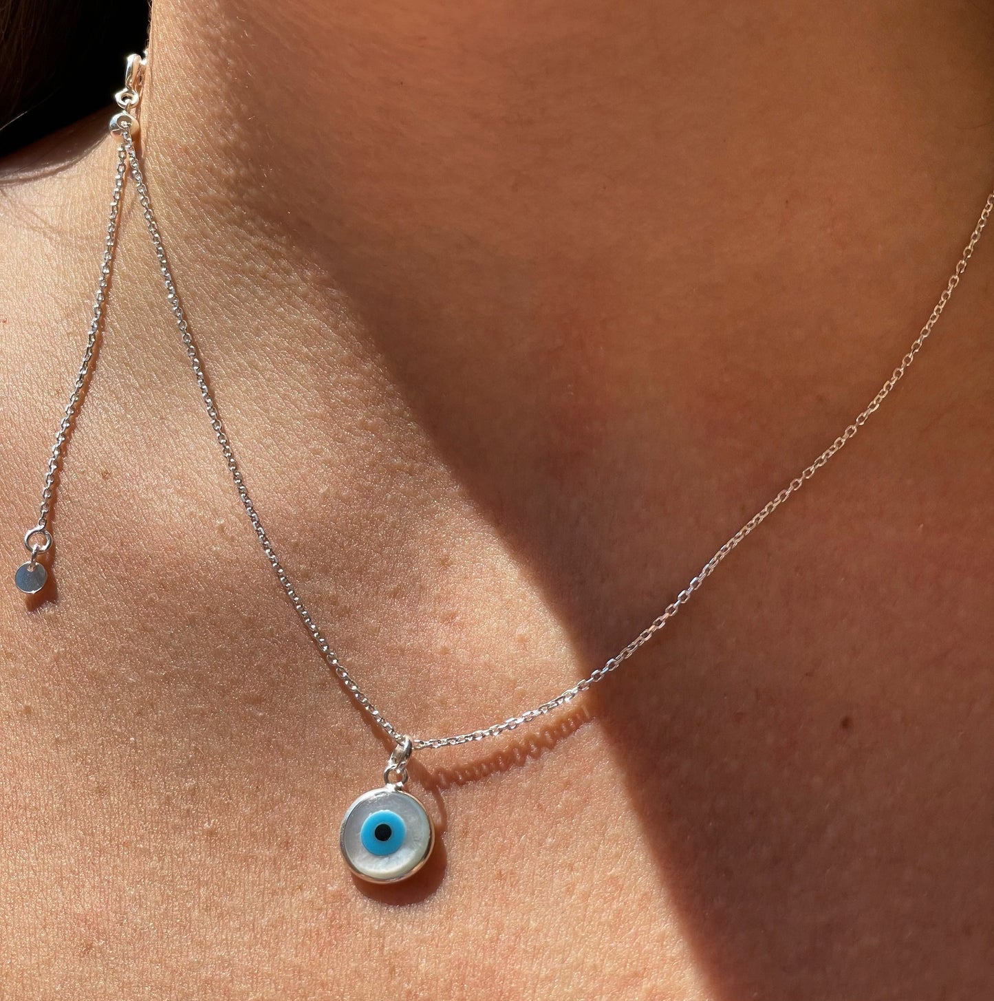 Set collana e orecchini occhio di Allah bianco e celeste
