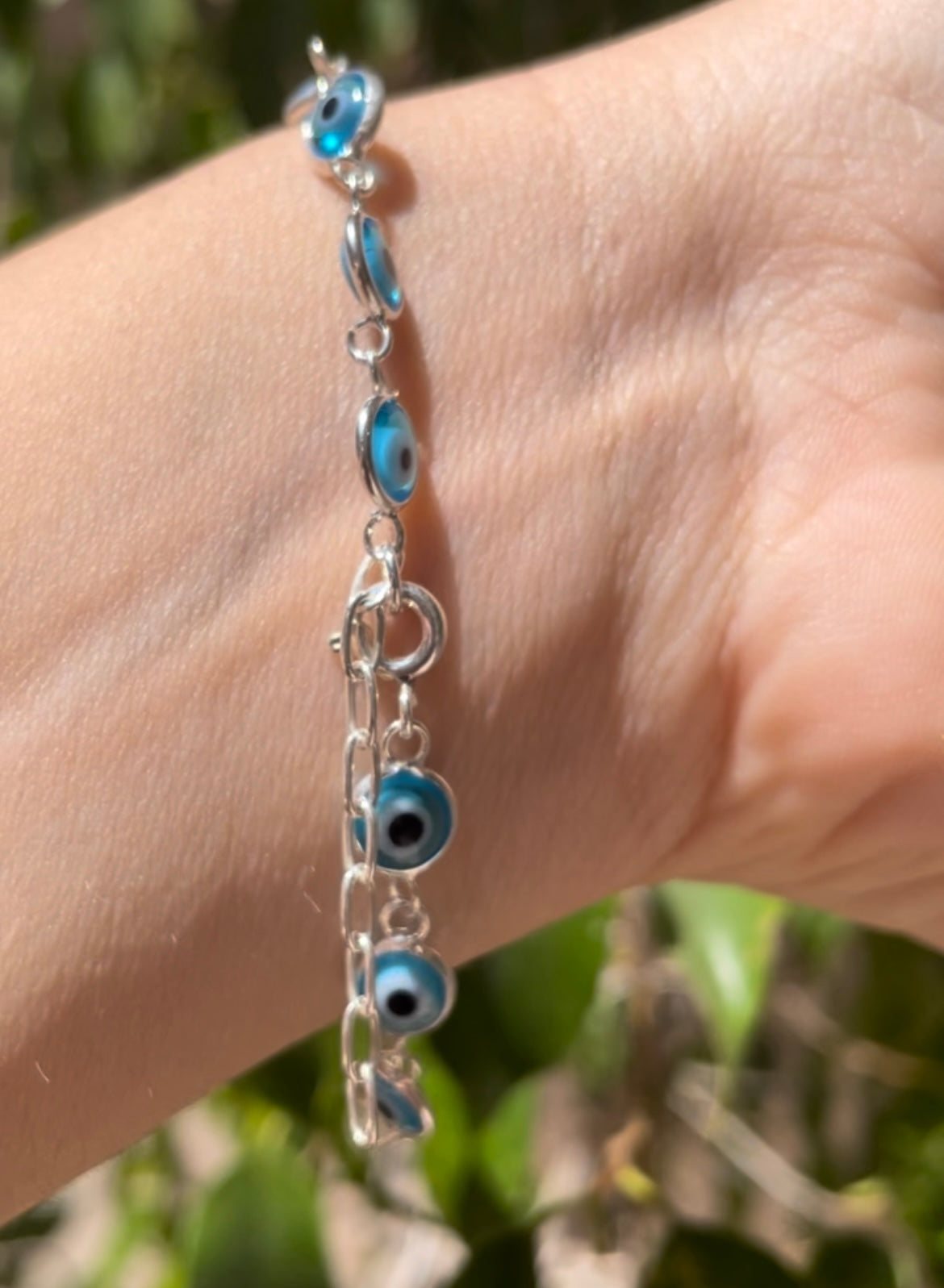 Bracciale con occhio di Allah celeste