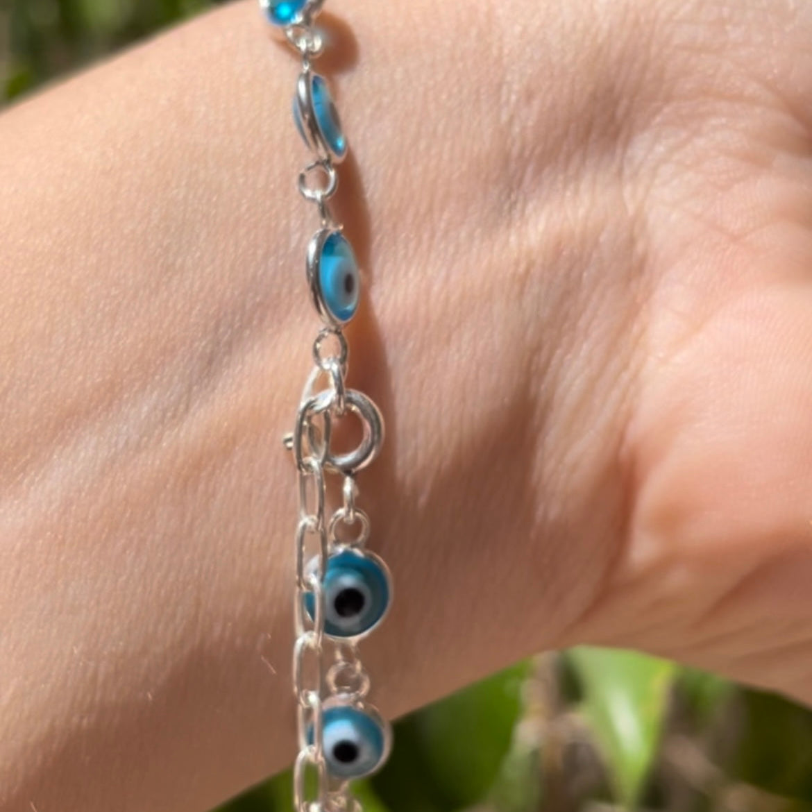 Bracciale con occhio di Allah celeste