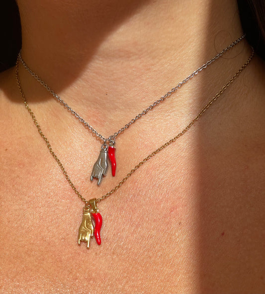 Collana con corno e corna in 2 colori