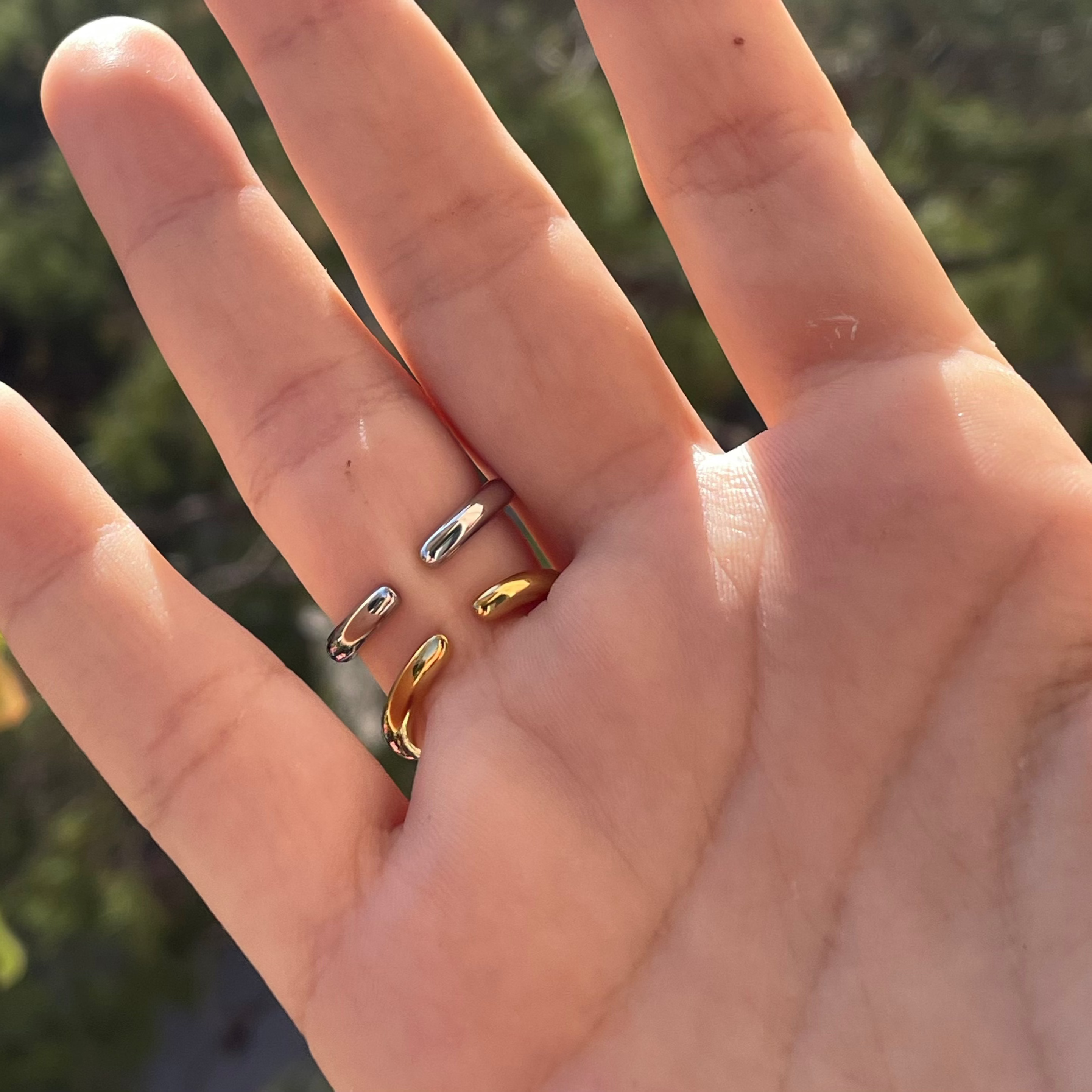 Anello nodo doppio grande in 2 colori