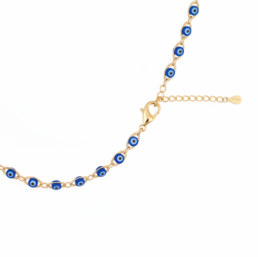 Collana Malocchio Personalizzabile Supcare | Girocollo Occhio Turco In Acciaio 316L | 5 Stili: Argento/Oro/Nero | Portafortuna Per Donna