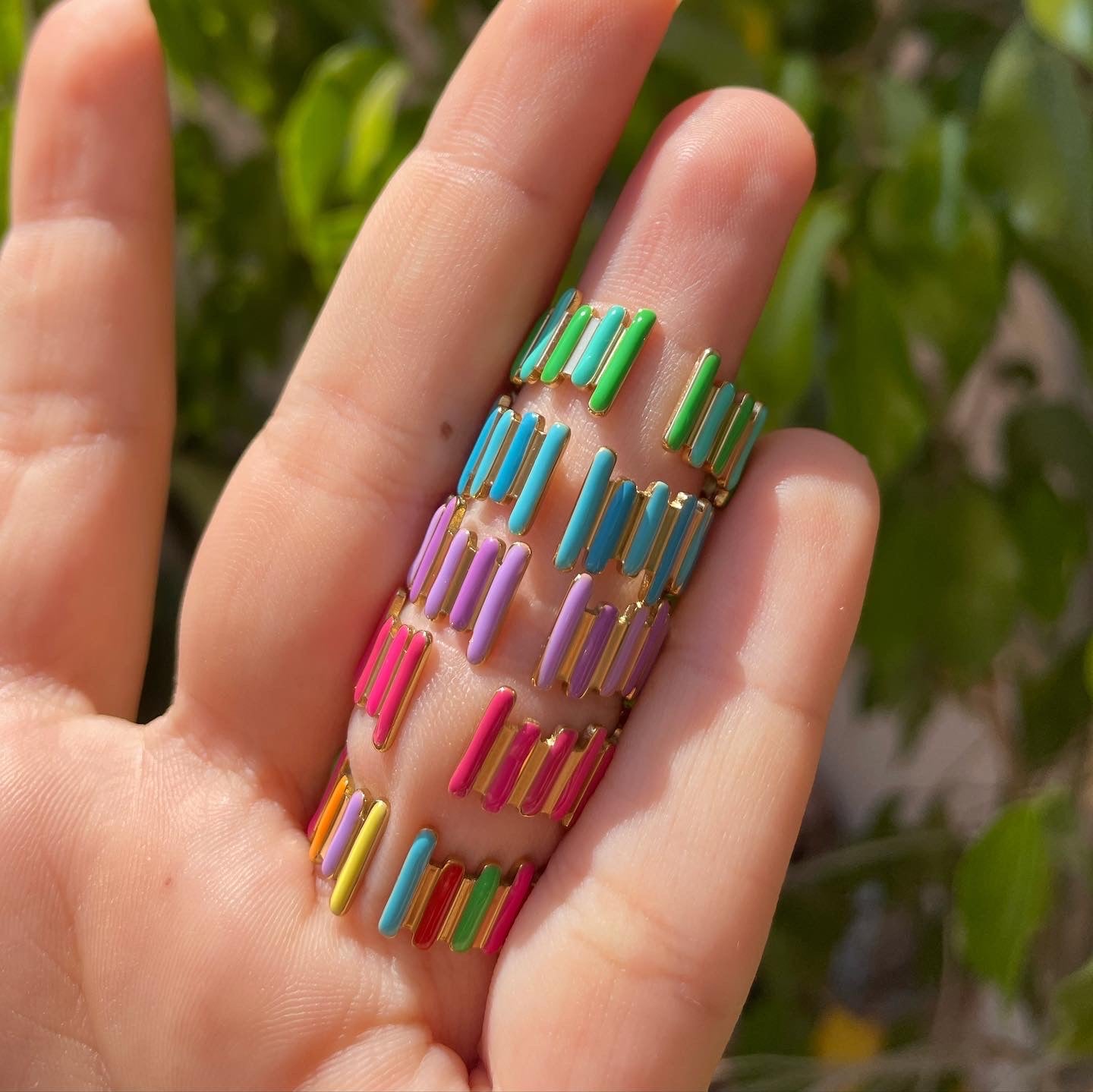Anello righe smaltato in 5 colori