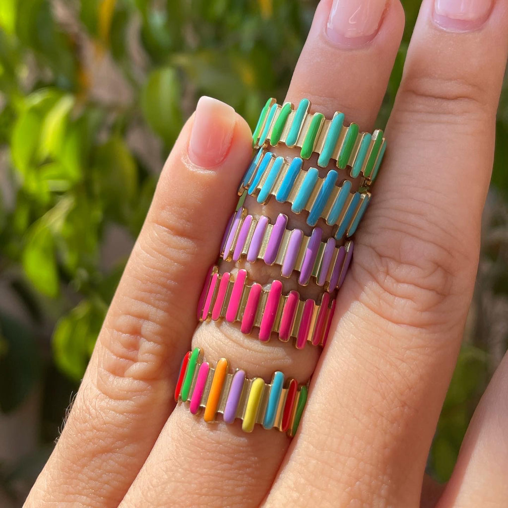 Anello righe smaltato in 5 colori