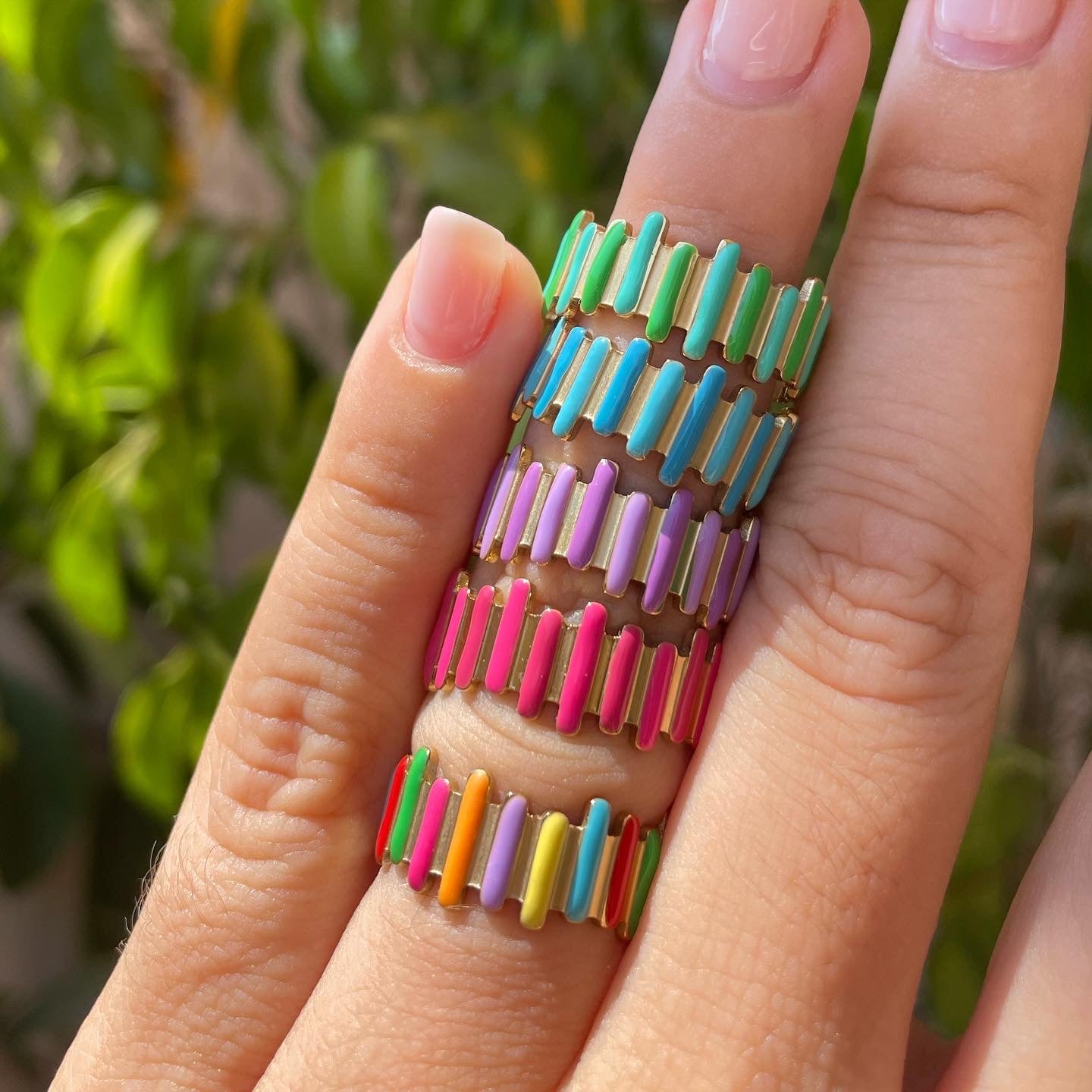 Anello righe smaltato in 5 colori