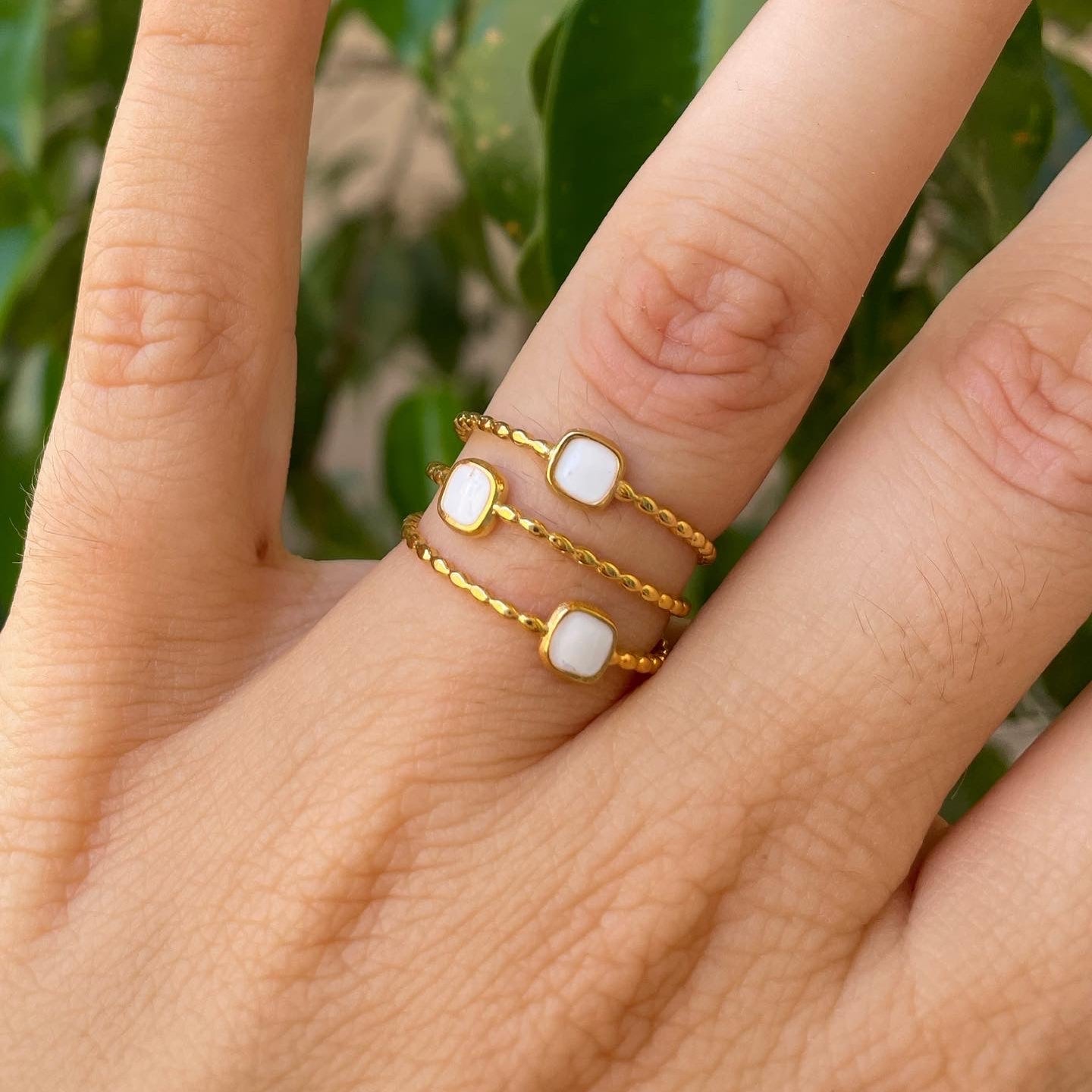 Anello a tre fasce quadratini in 7 colori