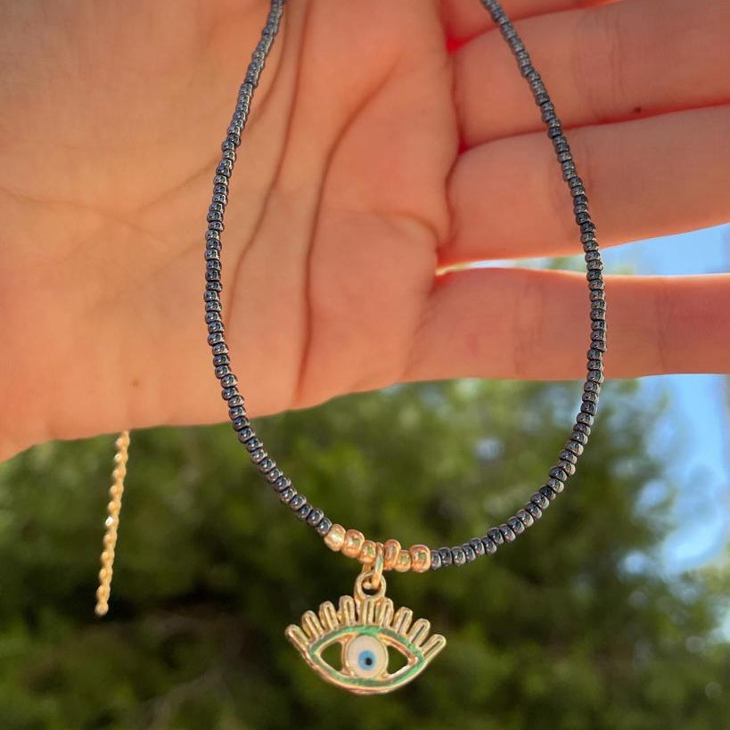 Collana con perline e occhio di Allah in 5 colori