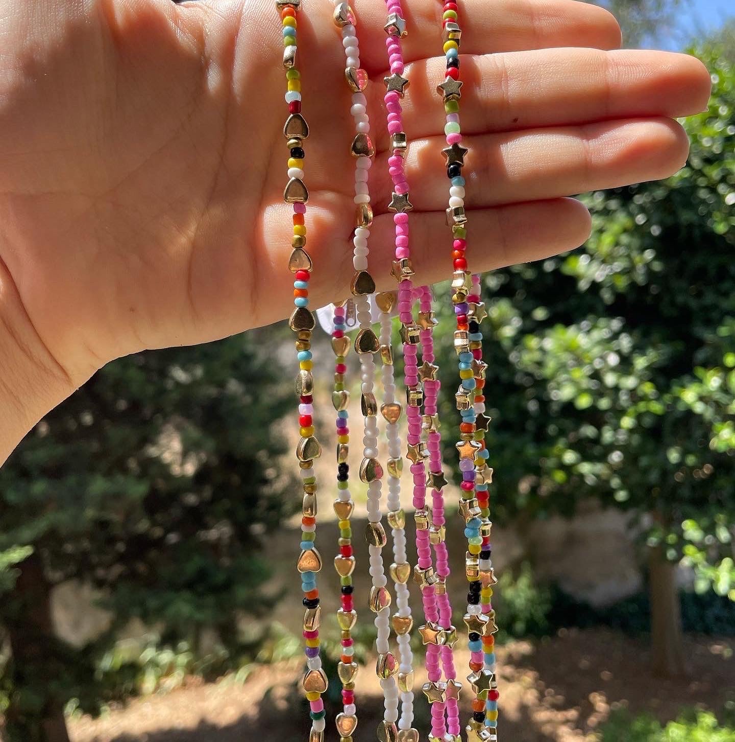 Collana con perline e cuori in 2 colori