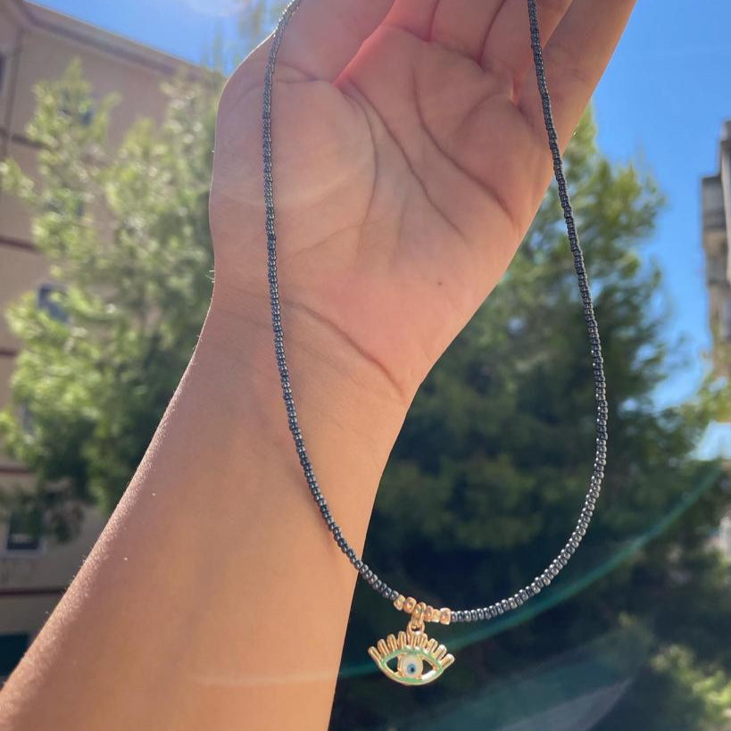 Collana con perline e occhio di Allah in 5 colori