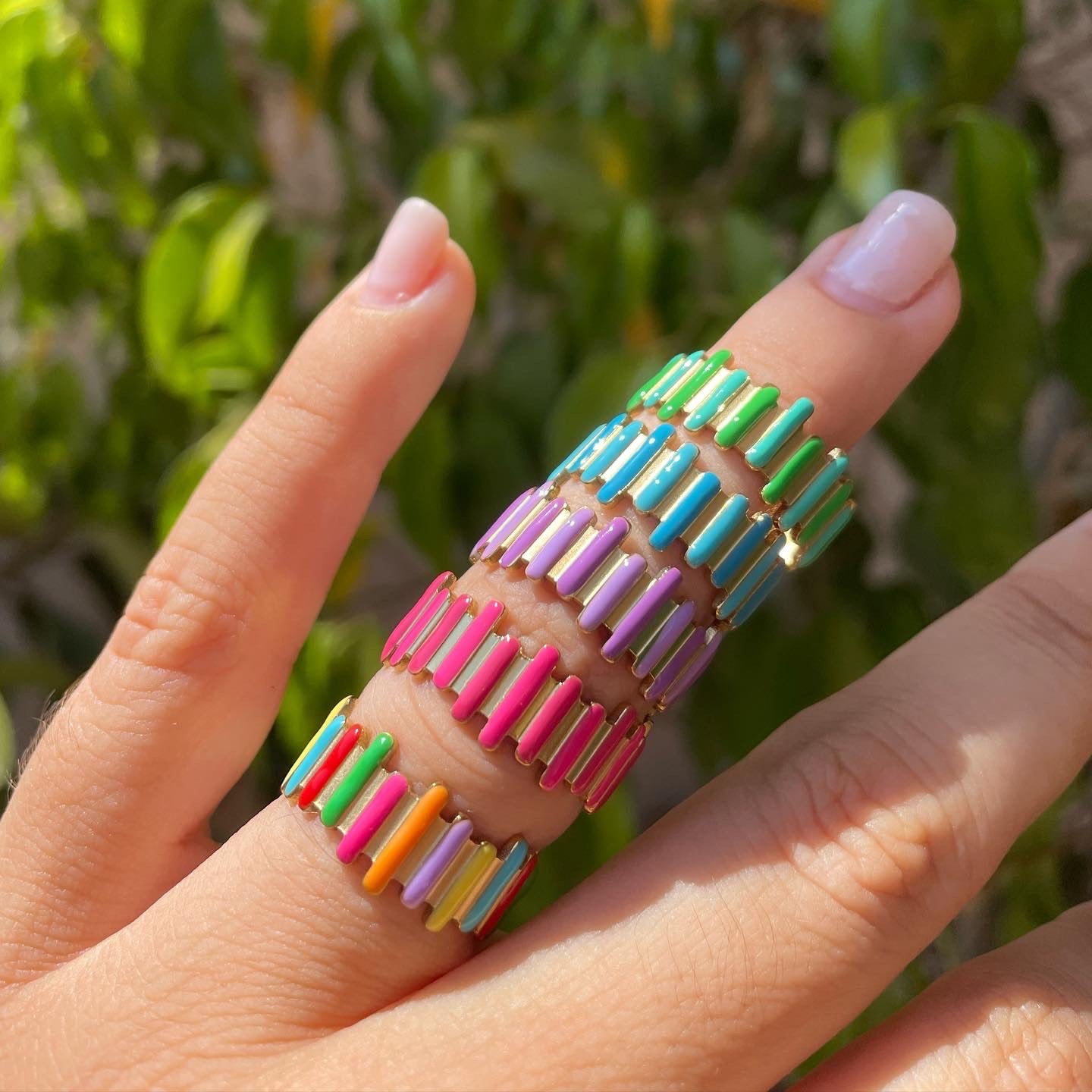 Anello righe smaltato in 5 colori