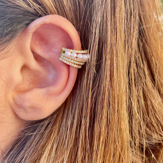 Ear cuff con perle e strass