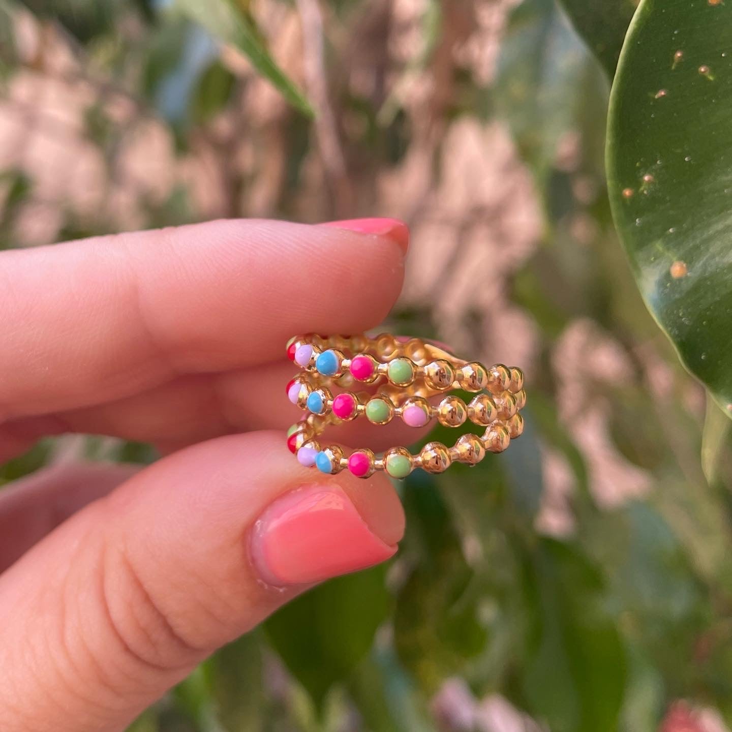 Anello a tre fasce in 7 colori