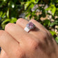 Anello con cuore rosa e strass