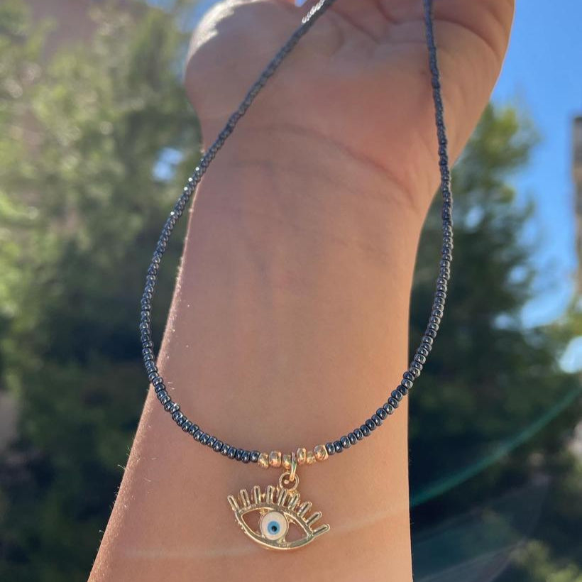 Collana con perline e occhio di Allah in 5 colori