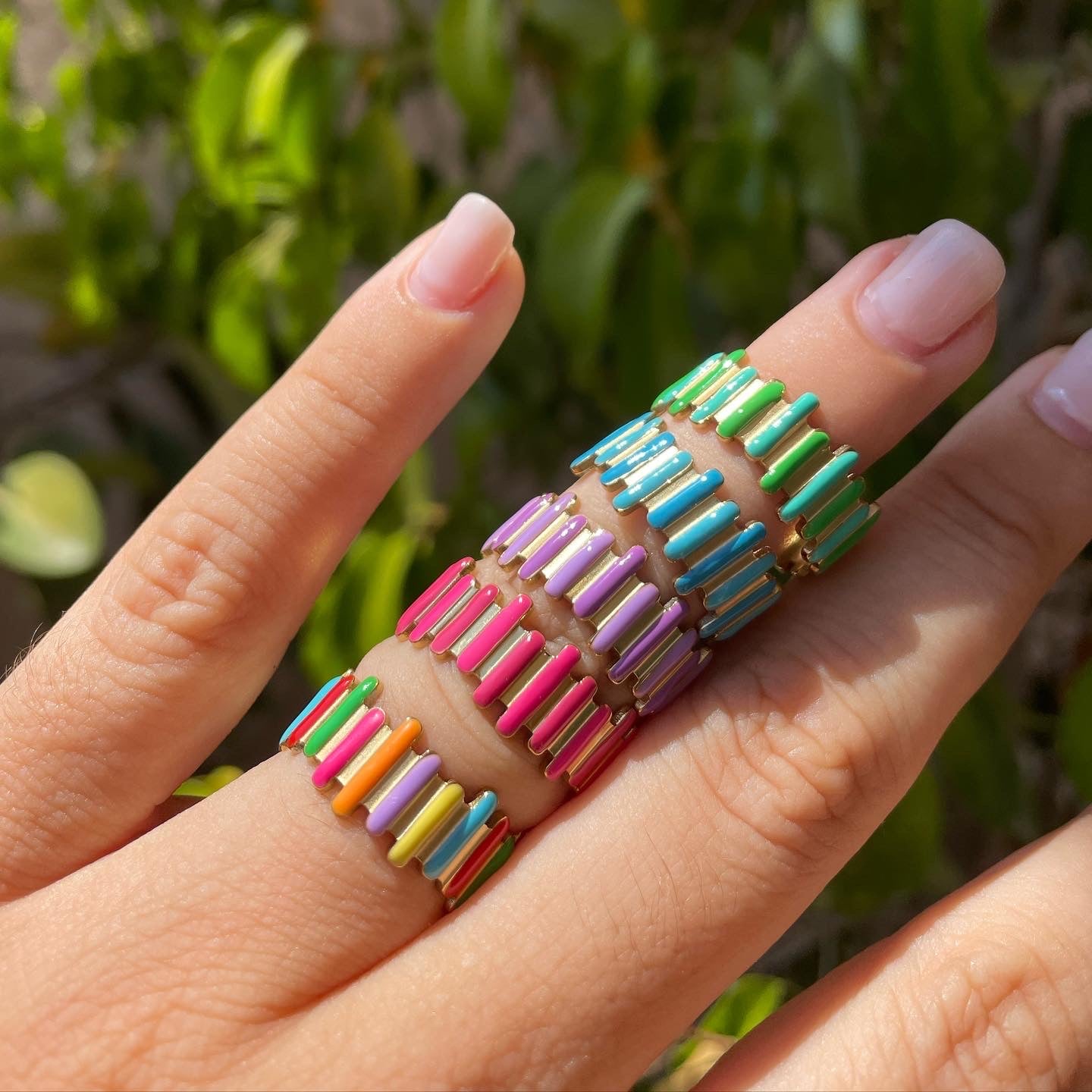 Anello righe smaltato in 5 colori