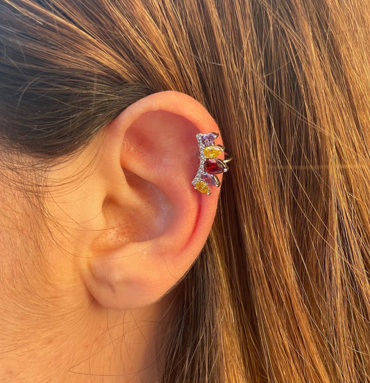 Ear cuff con vetrini colorati