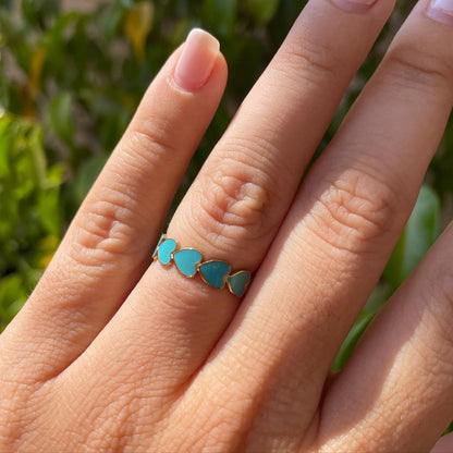 Anello con cuori smaltato in 5 colori