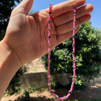 Collana con perline e stelle in 2 colori