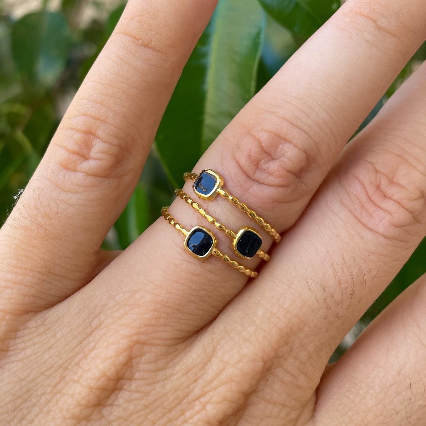 Anello a tre fasce quadratini in 7 colori