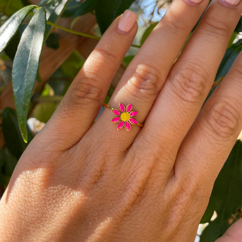 Anello con fiore in 12 colori