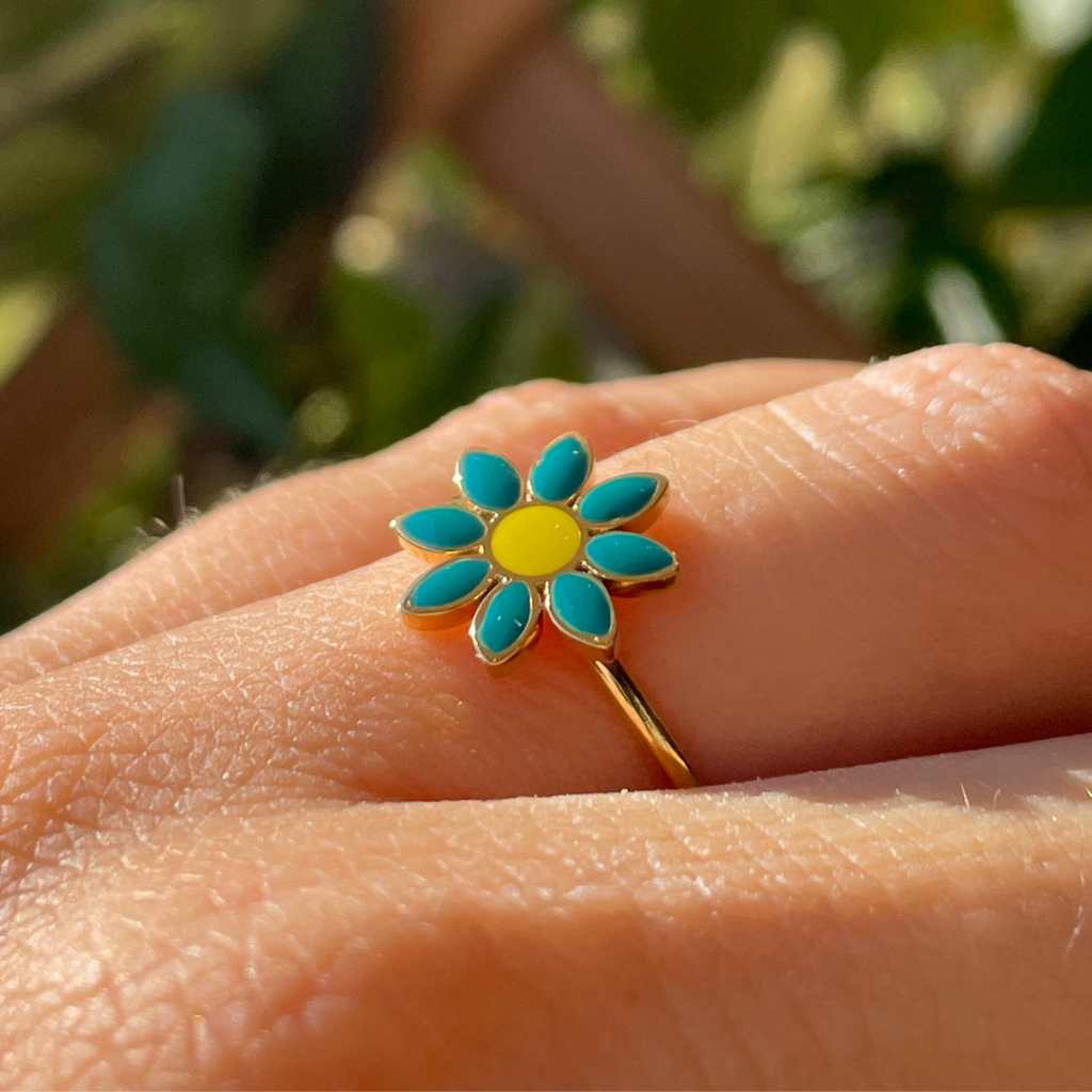 Anello con fiore in 12 colori